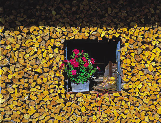 hiking boots in the window, Austria