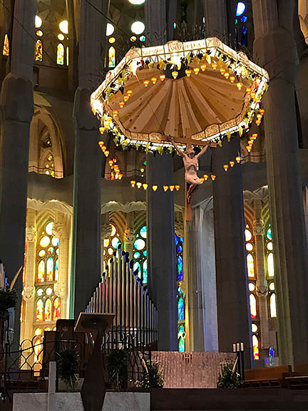 inside a cathedral in Barcelona