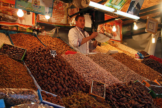 a stall or medina at a Berber souk in Marrakech, the cultural center of Morocco