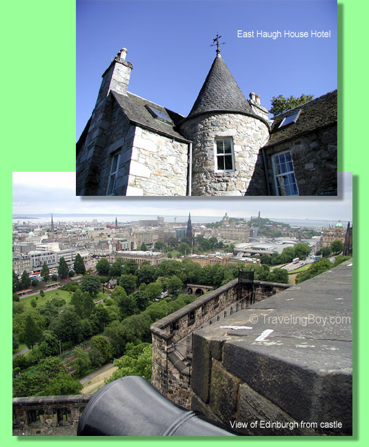 East Haugh House Hotel and view of Edinburgh