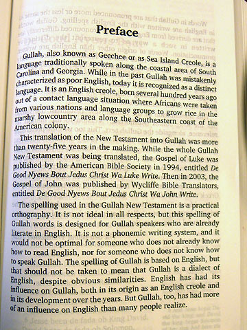 preface to the New Testament in Gullah