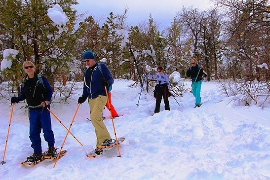 guests on tour with Action Snowshoe Tours, Big Bear Lake