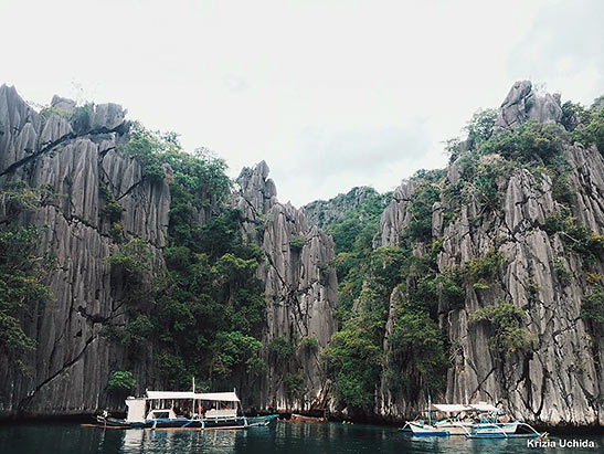 massive limestone rock formations at the Twin Lagoon, Coron