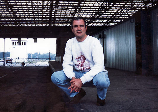 author at a former border crossing between West and East Germany