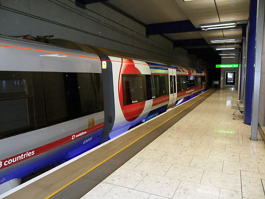 Heathrow Express train at a terminal