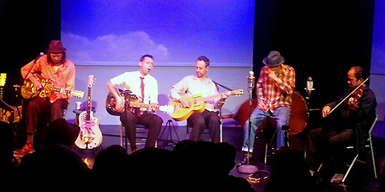 Ben Powell, Chino Slingslide, Nathan James, Billy Watson and Daniel Blank performing in Carlsbad