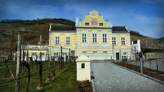 the 18th century Domane Wachau Cellar Castle at the Wachau VAlley