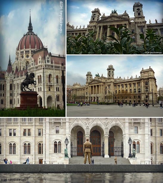 the dome of the Parliament Building and surrounding public buildings and memorials