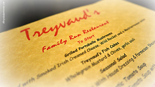 menu at Treyvaud's