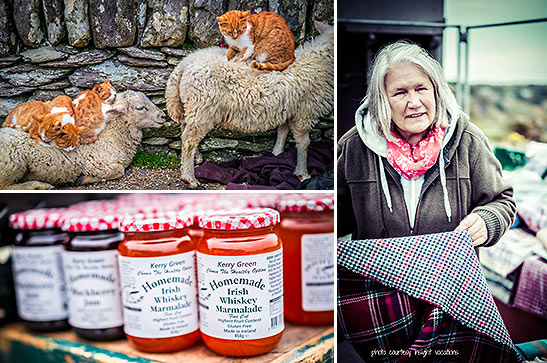 makeshift open-air market with livestock and local products