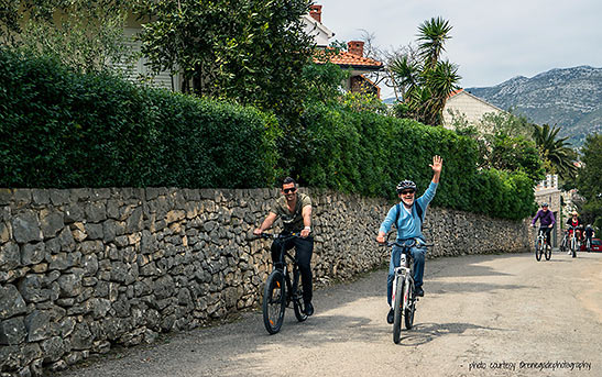 the writer biking at Korcula