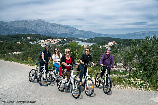 bikers on the rode to Lumbarda, Korcula