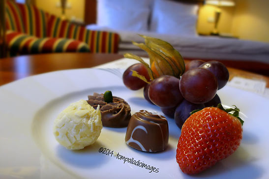 plate of chocolates and fruits at the Art Nouveau Palace Hotel (Palace)