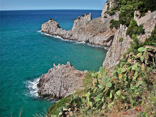 rugged coastline and the Tyrrhenian Sea