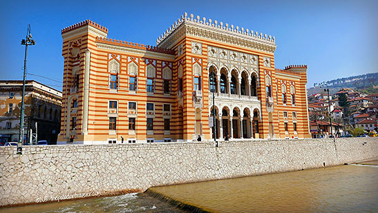 Sarajevo's City Hall with its Neo-Moorish
facade