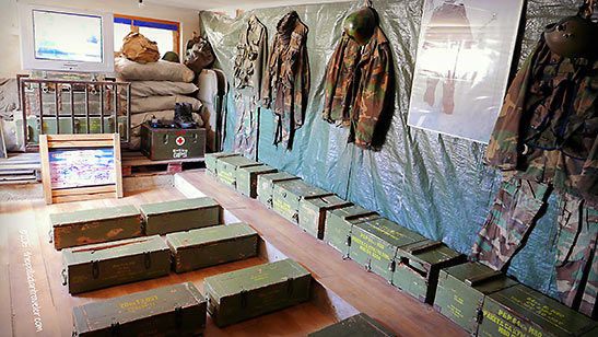 military paraphernalia at the Tunnel of Hope Museum