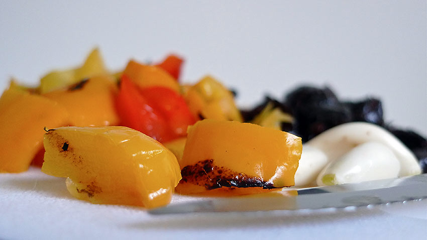 grilled red peppers and garlic
