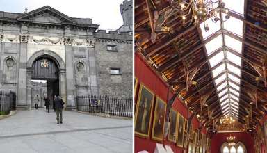 exterior and interior views of Kilkenny Castle
