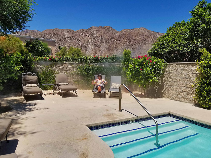 the pool at The Chateau with the Santa Rosa Mountains in the background