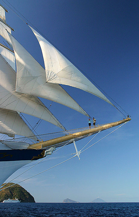 view of the bow of the Royal Clipper