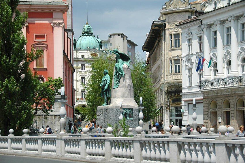 the Prešeren Monument in Ljubljana