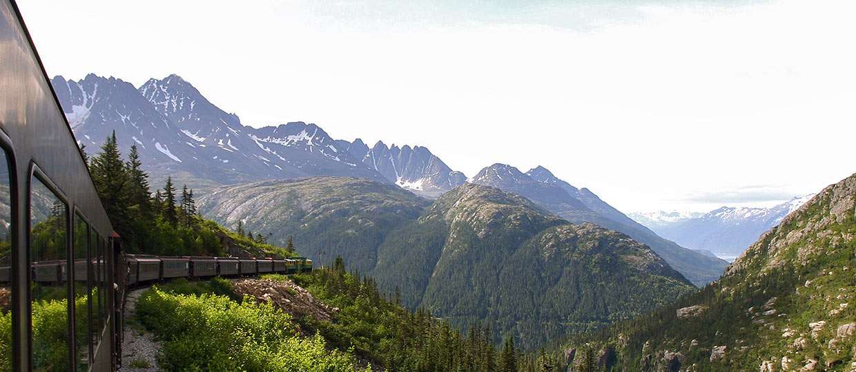 view from a train on the White Pass and Yukon Route