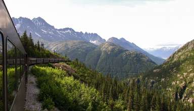 view from a train on the White Pass and Yukon Route