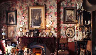 ornate room inside the Dennis Severs House