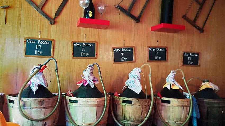 empty water bottles being filled with wine at the Filler-Up Wine Shop