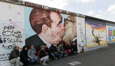 Bruderkuss (Fraternal Kiss) Graffiti at the Berlin Wall