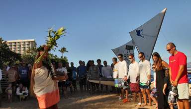 Hawaiian Cultural Practitioner gives a traditional blessing for crews and spectators