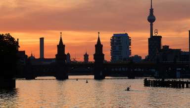 Oberbaum Bridge at sunset