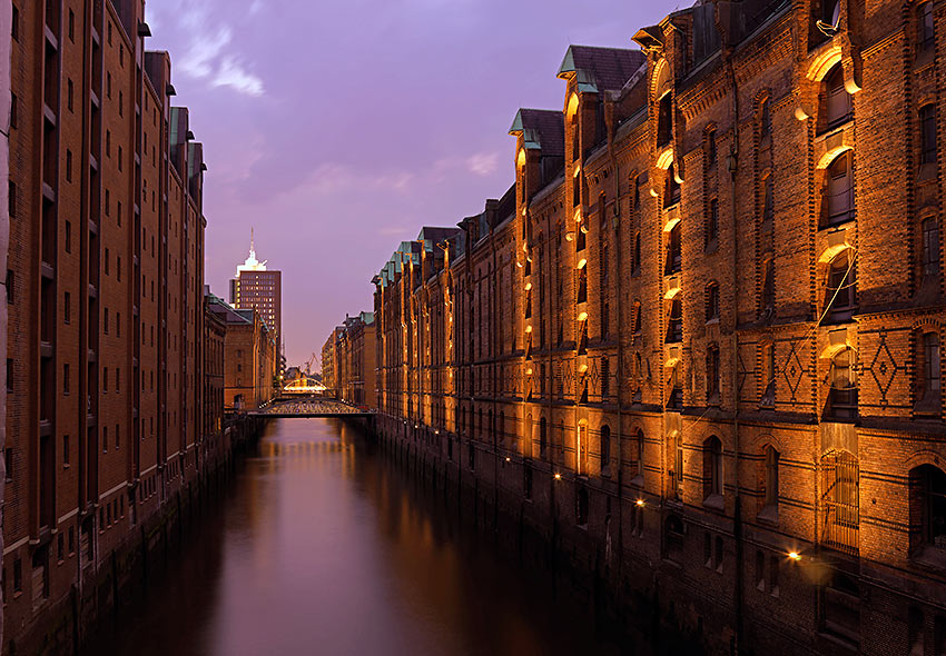 historic Speicherstadt warehouse buildings in the harbor, HafenCity