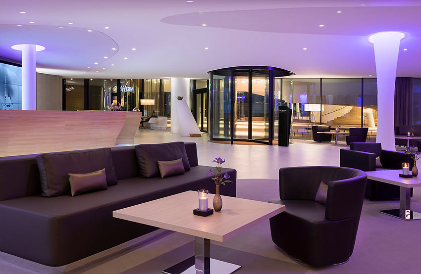 the lobby of the Westin Hotel, Hamburg