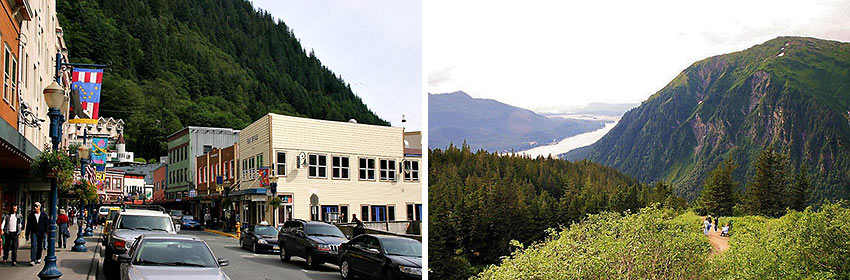 downtown Juneau and a view of the Gastineau Channel from Mount Roberts