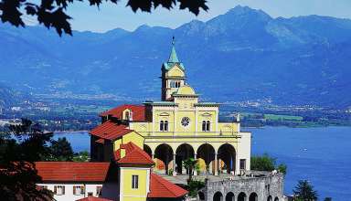 the Santuario della Madonna del Sasso on a hill overlooking Locarno