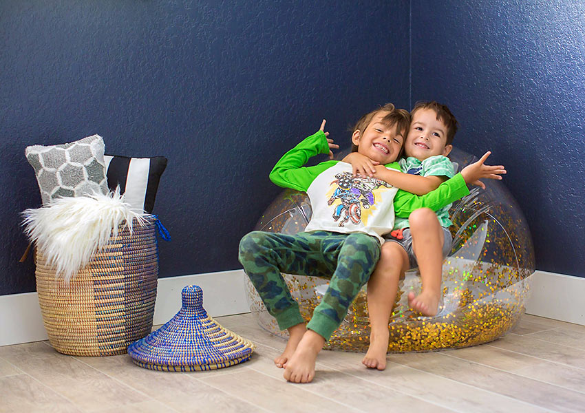 children on Mainstays Kids Inflatable chairs