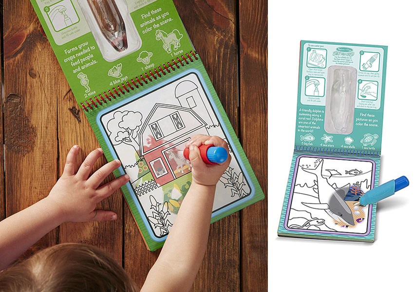 the Melissa & Doug Water Wow! Reusable Color With Water Pad 3-Pack - Farm, Safari, Under the Sea