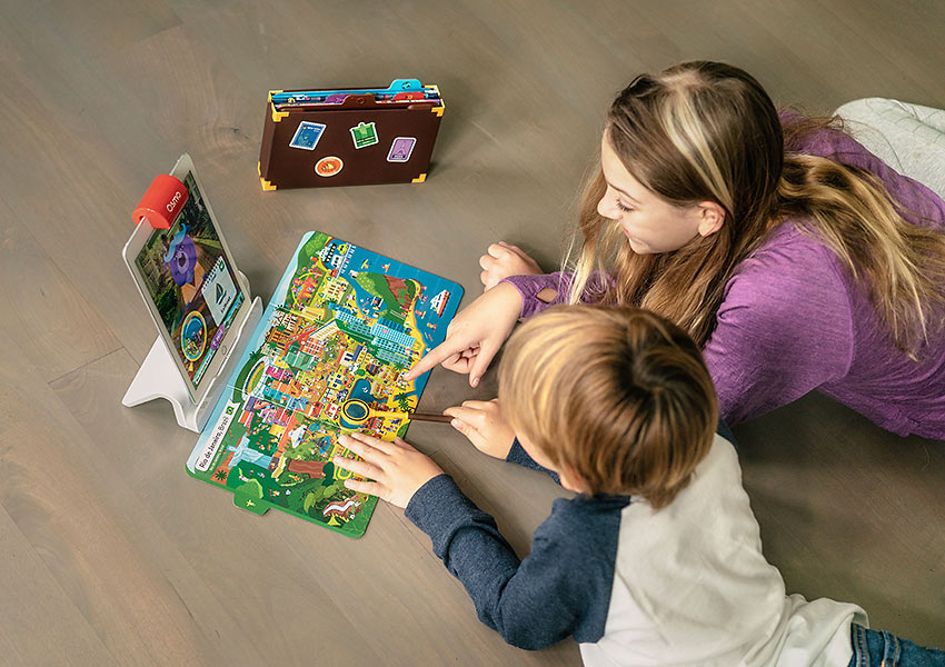 child and mom with Osmos Detective Game