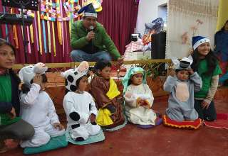 kids at a Christmas party in a local church, Peru