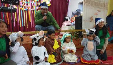 kids at a Christmas party in a local church, Peru