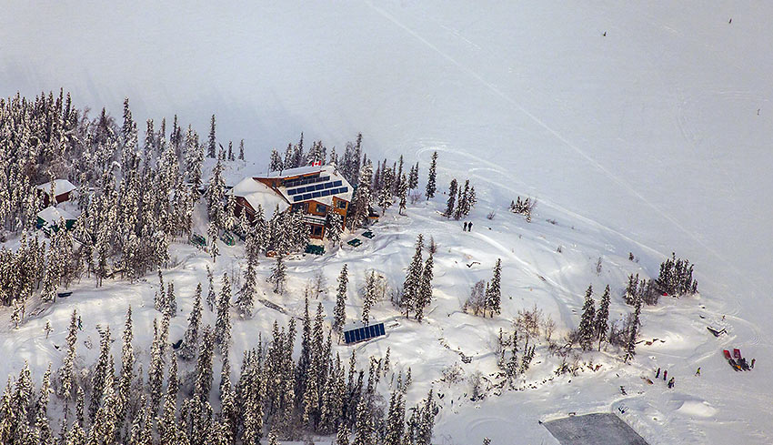 drone shot of Blachford Lake Lodge