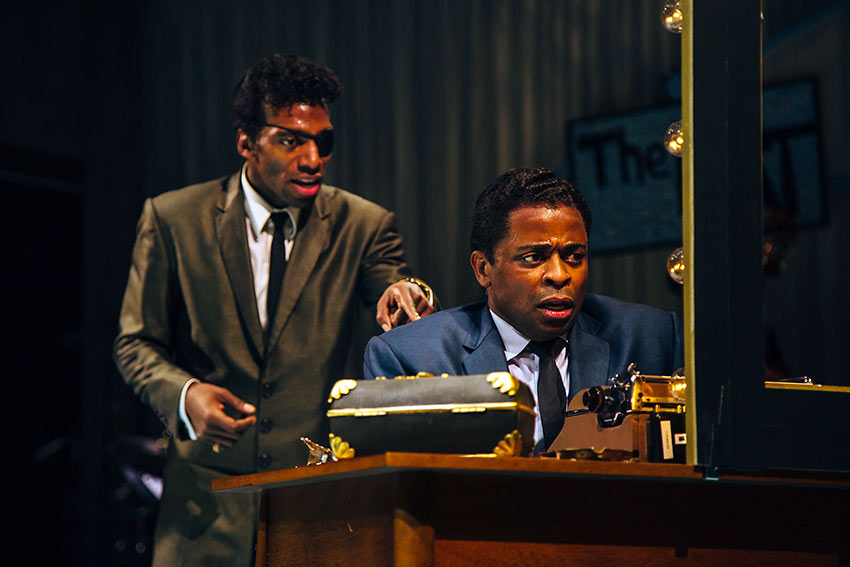 Daniel J. Watts as Sammy Davis Jr. and Dule Hill as Nat 'King' Cole in a highly dramatic moment in Cole's dressing room