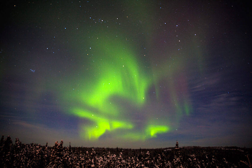 northern lights viewed from the Blachford Lake Lodge