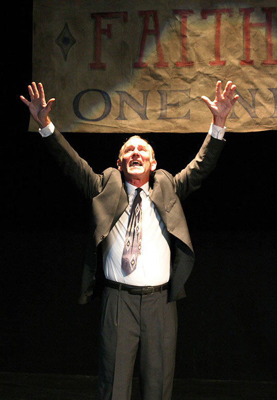 Paul Norwood as Francis Hardy in the play 'Faith Healer'