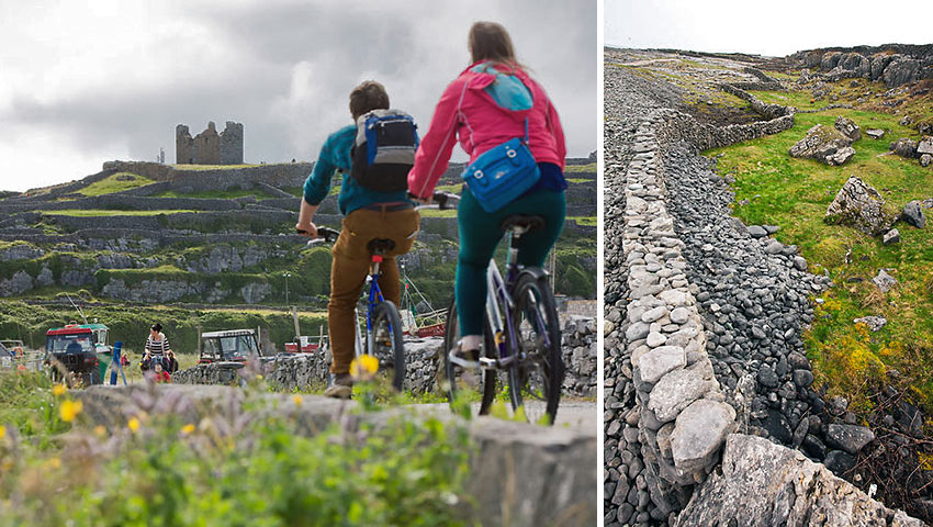 biking at the Aran Islands; a wall on the Aran Islands