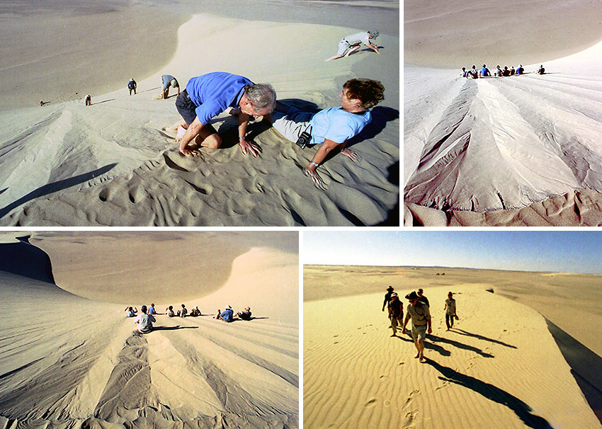 hiking up and sliding down the sand dunes, Namibia