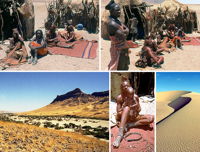 Himba families and desert scenery