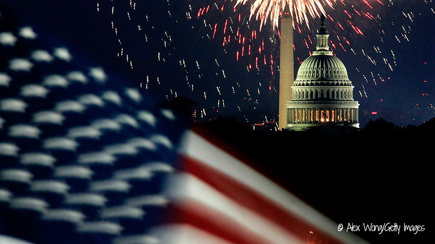 Capitol Building and fireworks