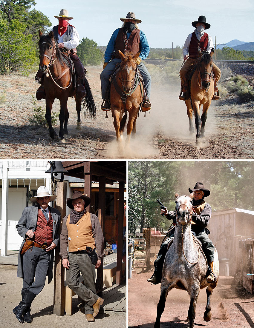 author taking part in a Wild West re-enactment at Williams